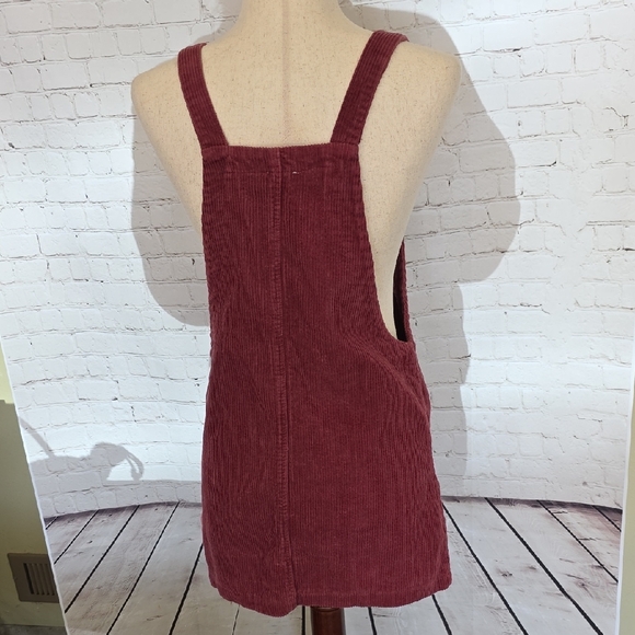 Harper Heritage Corduroy Pinafore Overall Dress Maroon Burgundy S - Picture 4 of 7